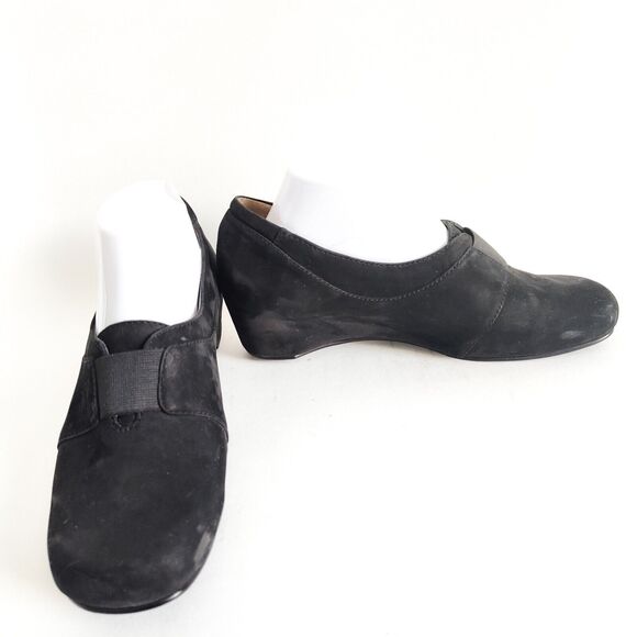 Josef Seibel Black Suede Leather Slip On Hidden Wedge Loafer Womens Size 39 / 8 - Picture 6 of 11